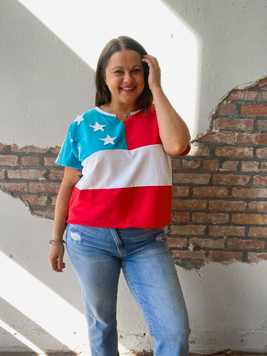 American Flag Knit Top