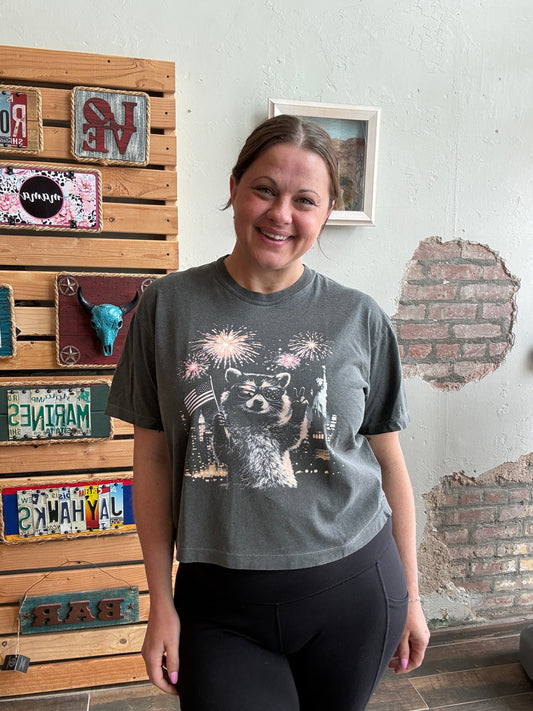 Raccoon  Fourth of July Tee (cropped)
