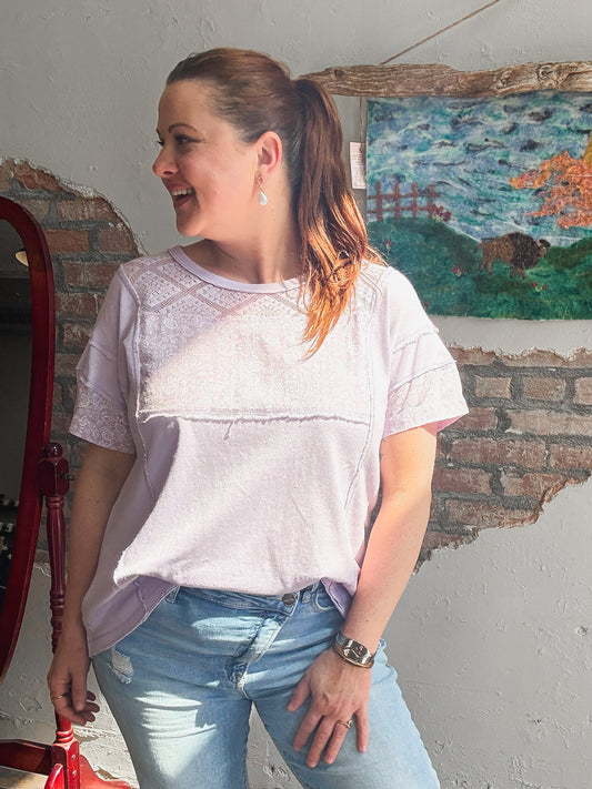 Lace and Petals Everyday Top in Lavendar
