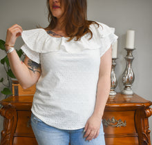 Load image into Gallery viewer, Willow Eyelet Off the Shouler Top (Off White)
