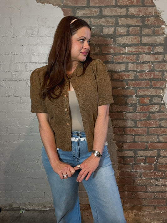 Elsie Sweater Cardigan in Rust