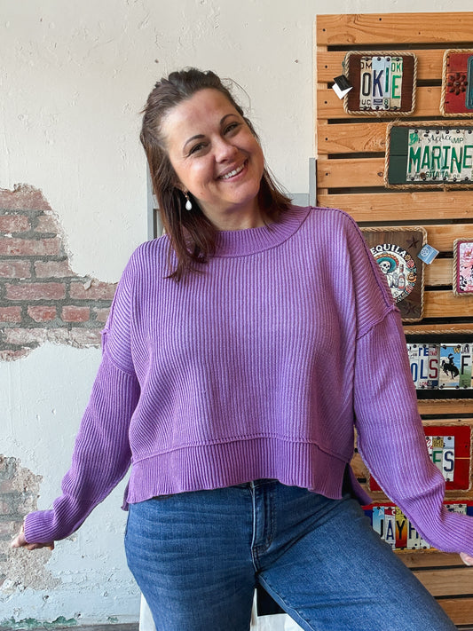 Twist and Stitch Sweater in Violet/Lavender
