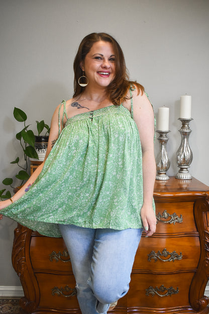 Paisley Floral Tank (Kelly Green)