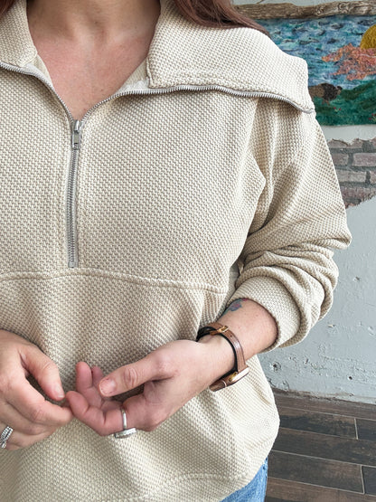 Cozy Days Zip Pullover in Oatmeal