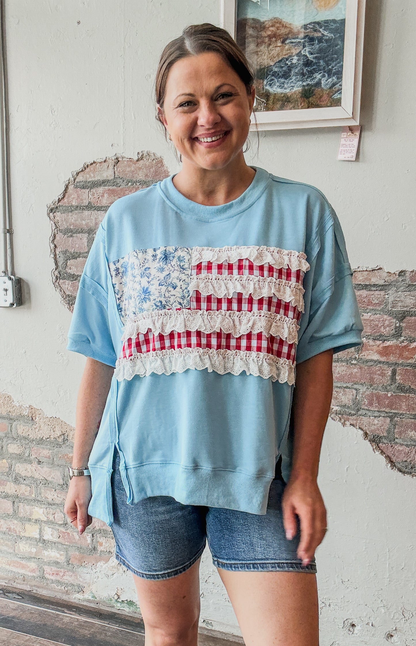 Sweet Land of Liberty Pullover in Light Blue