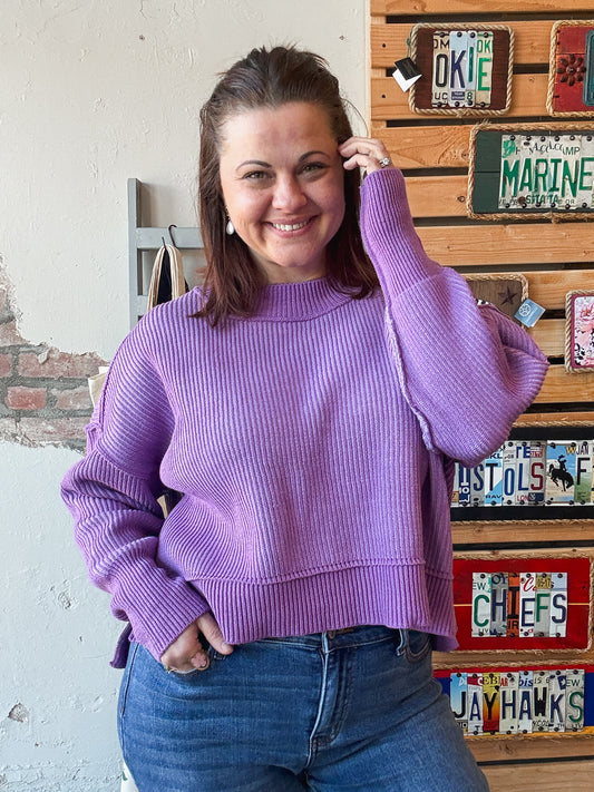 Twist and Stitch Sweater in Violet/Lavender