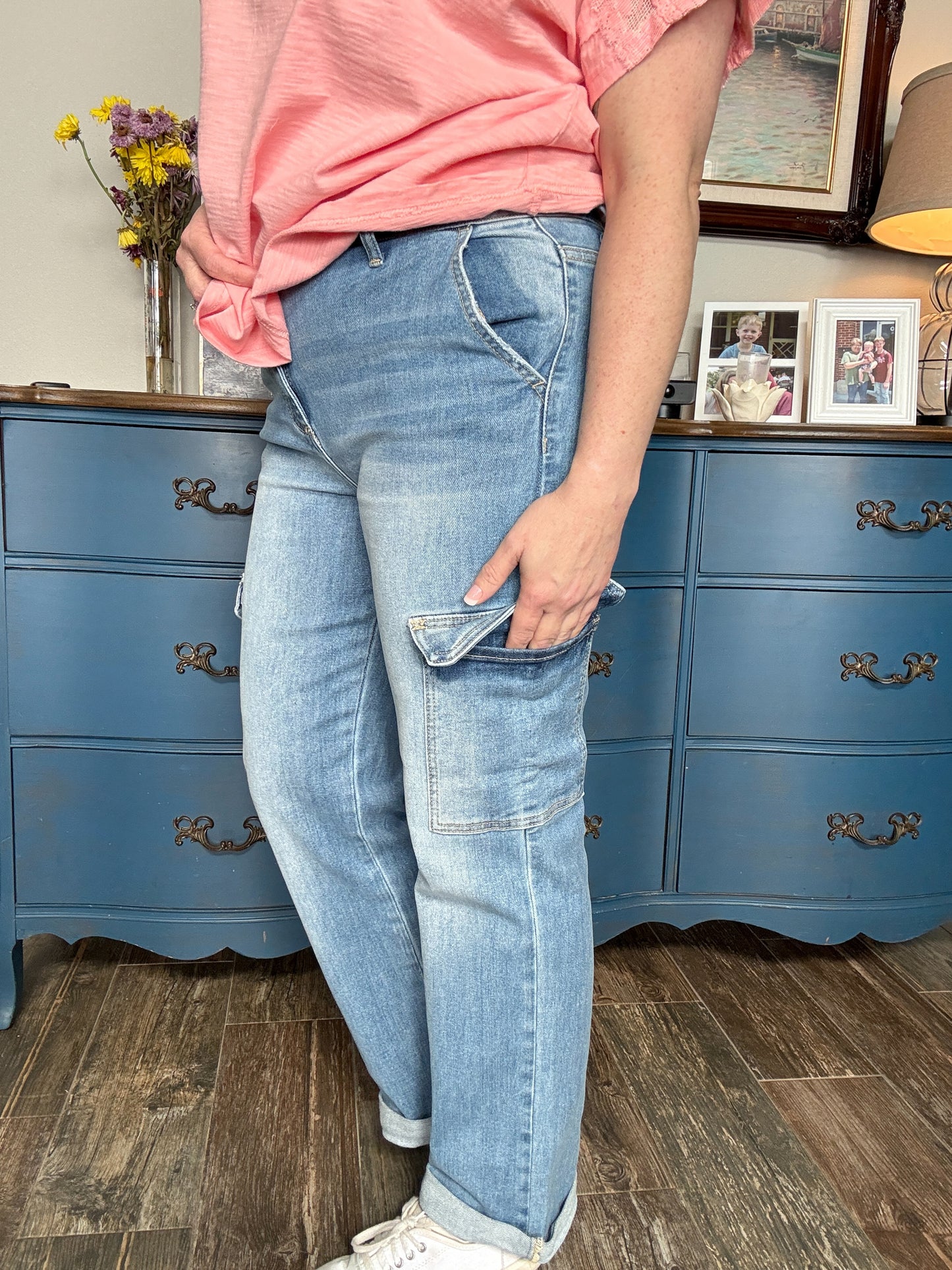 Alexis Crop Straight Cargo Jeans by Risen