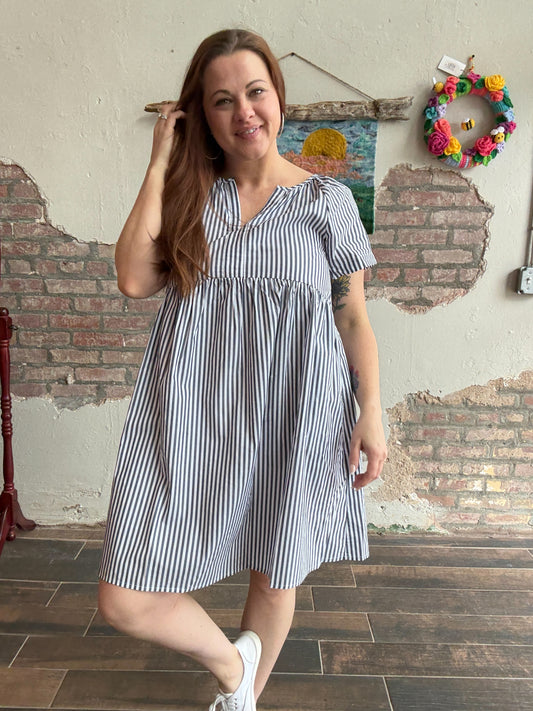 Weekend Whimsy Babydoll Dress in Blue