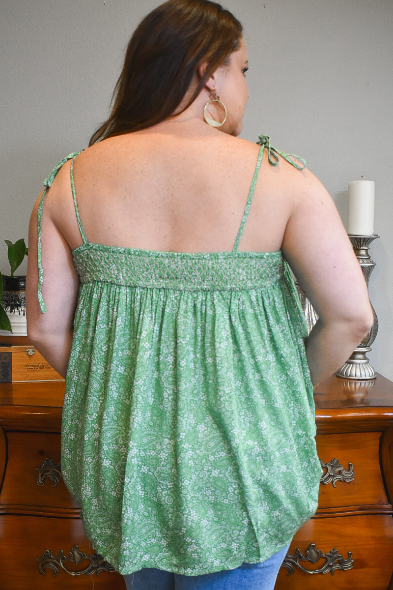 Paisley Floral Tank (Kelly Green)