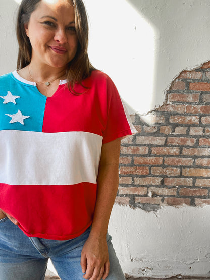 American Flag Knit Top