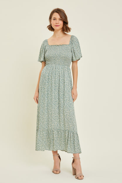 Sunday Morning Floral Midi Dress (basil) Plus Size
