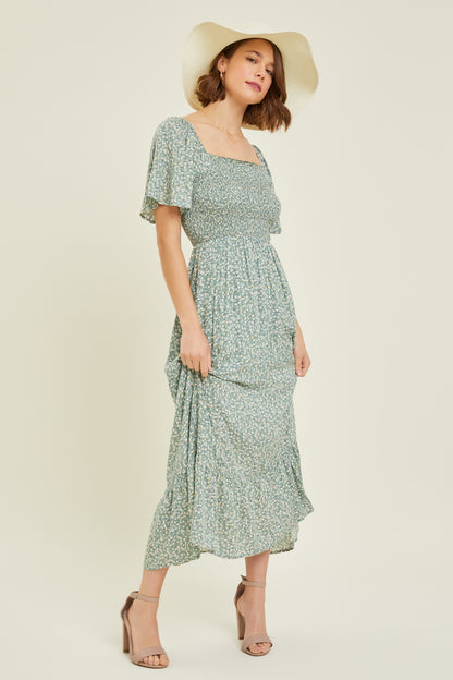 Sunday Morning Floral Midi Dress (basil) Plus Size