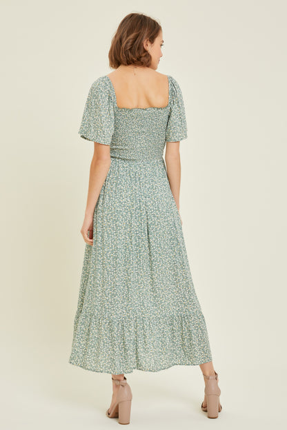 Sunday Morning Floral Midi Dress (basil) Plus Size