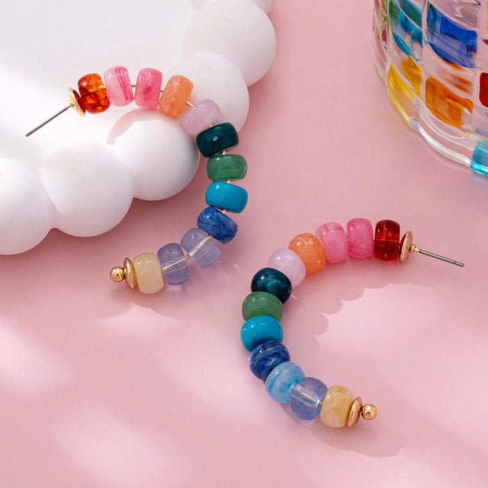 Rainbow Beaded Earrings
