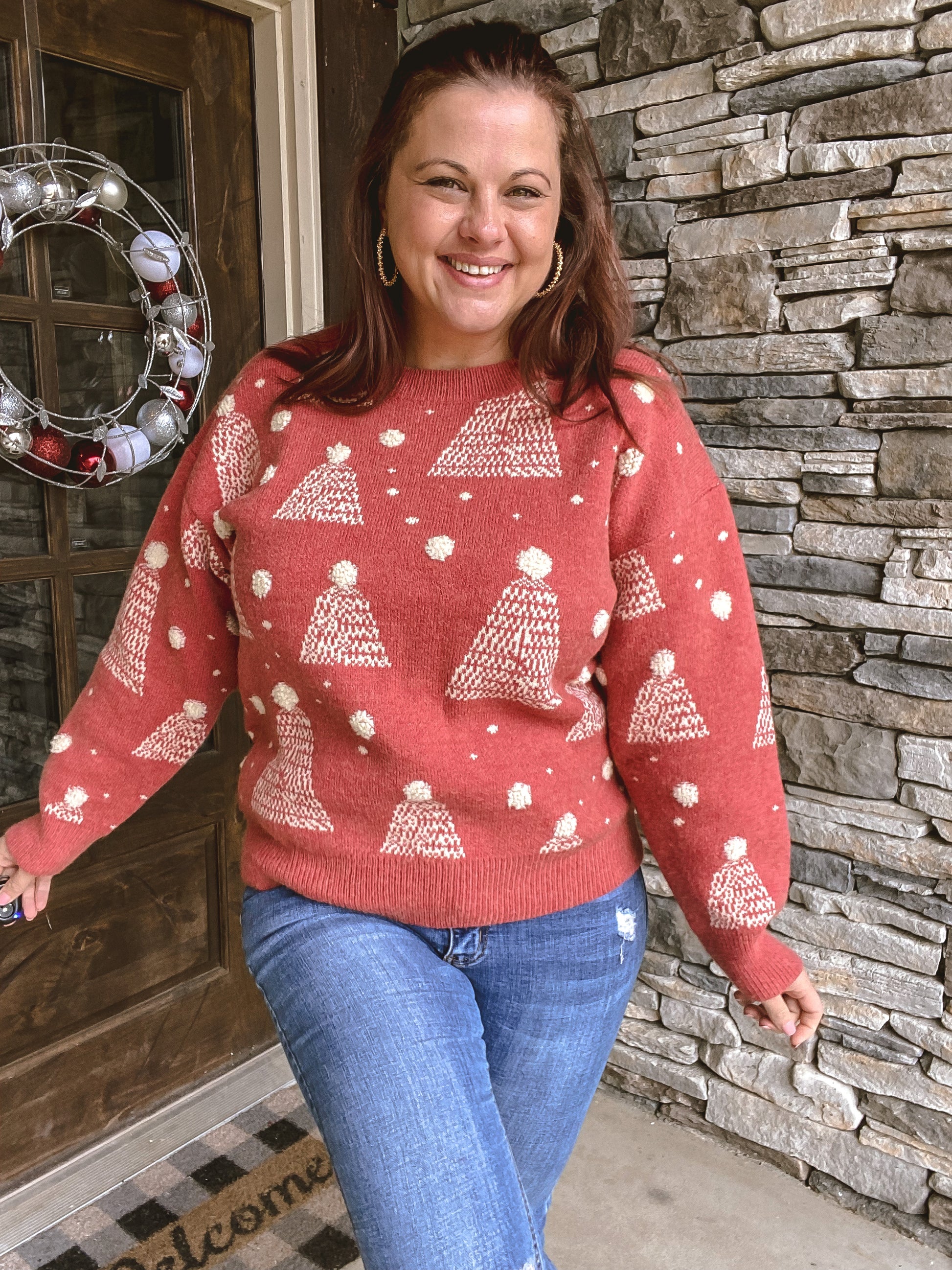 Holiday Tree Sweater (Red) - Willow Avenue Boutique