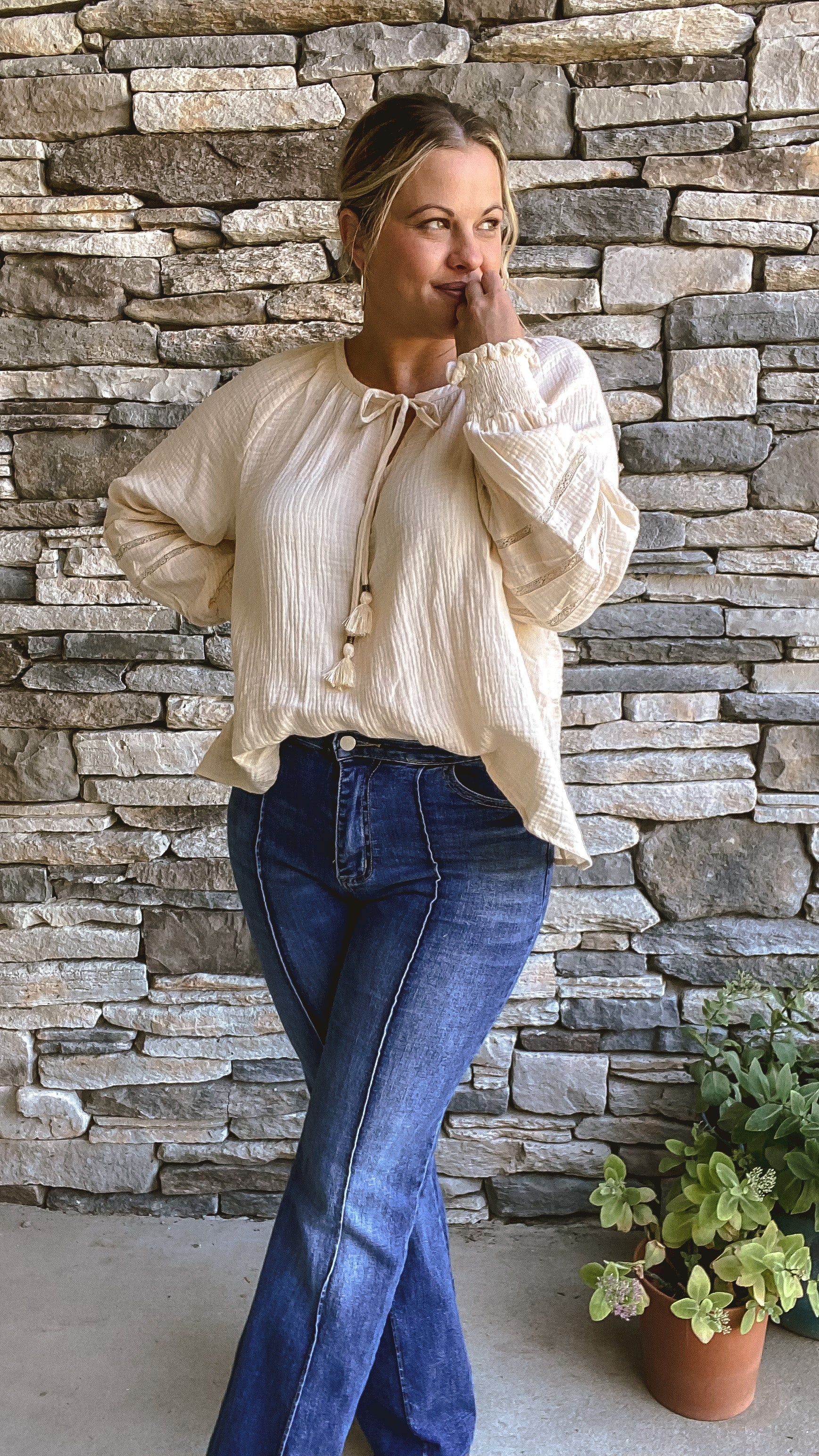 Lost in the Chapter Blouse - Willow Avenue Boutique